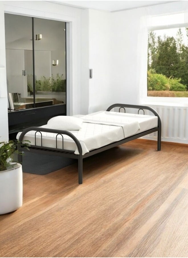 KARNAK Karnak Single Bed with 90x190cm Mattress – Metal Bed Frame for Bedroom & Home  - Image 1
