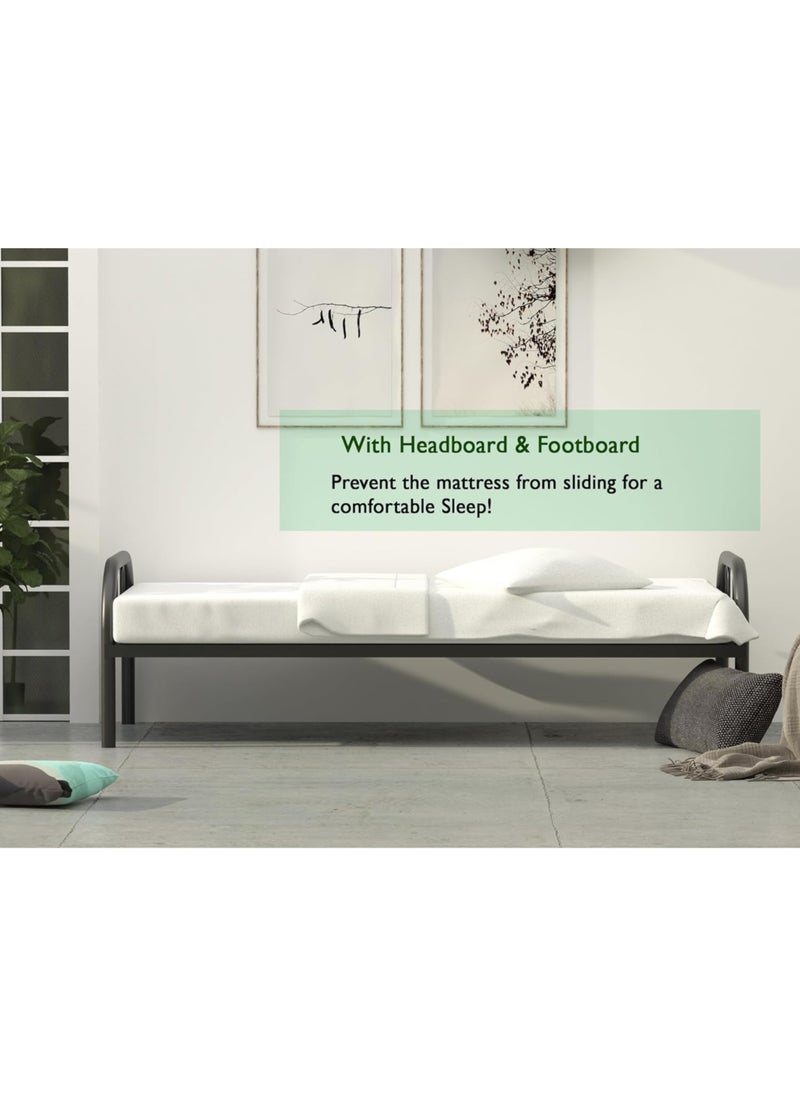 KARNAK Karnak Single Bed with 90x190cm Mattress – Metal Bed Frame for Bedroom & Home  - Image 2