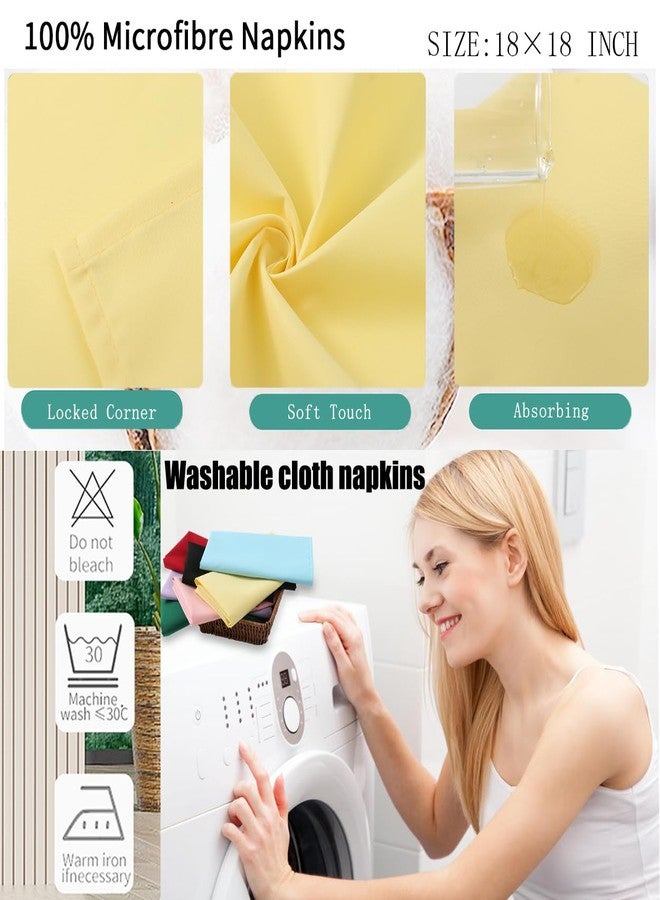 KOFFOTA Pale Yellow Cloth Napkins Set of 8,18x18 inch,Spring Decorations for Table,Made of 100% Microfibre,Washable Cloth Napkins,Good for Restaurant, Everyday use, Parties.(Yellow) - Image 3