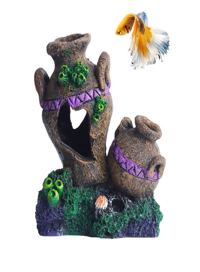 AnRui Classical Style Aquarium Decoration, Cute Betta Fish Tank Decor Resin Aquarium Ornaments for for Small Fish, Shrimp, Goldfish and Reptiles Habitat - Image 1