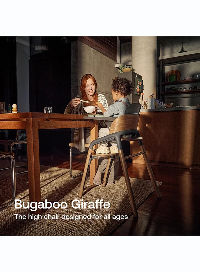 Bugaboo Bugaboo Giraffe Chair in Warm Wood and Gray - Adjustable High Chair for All Ages