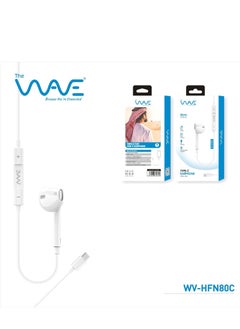 Wave Wired Mono Single Type-C Connector Earphone White  - Image 1