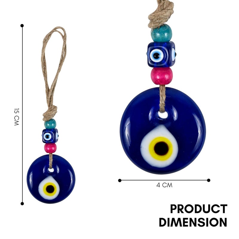 VKORA Handmade Evil Eye Hanging with Multicolor Beads for Car Home Shop Office Glass 4cm Diameter in Yellow Color - Image 2