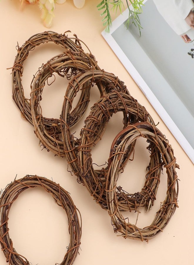 Gabrella 6 Pcs 4 Inch Natural Grapevine Wreaths, Hand-Woven Vine Branch Wreath, Rattan Wreath for DIY Crafts, Christmas Decorations, Home & Event Styling Party Wedding Decor - Image 4