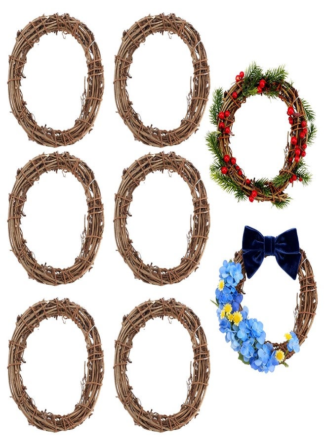 Gabrella 6 Pcs 4 Inch Natural Grapevine Wreaths, Hand-Woven Vine Branch Wreath, Rattan Wreath for DIY Crafts, Christmas Decorations, Home & Event Styling Party Wedding Decor - Image 1