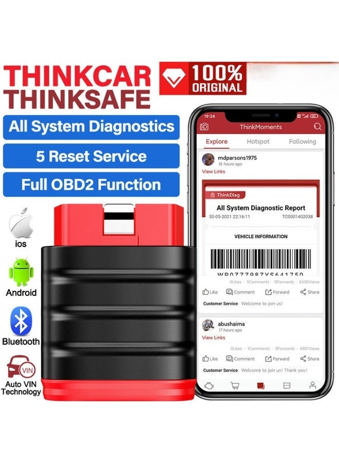 فكر في السيارة أداة تشخيص Thinkcar Thinksafe OBD2، ماسح ضوئي للسيارات احترافي كامل الأنظمة متوافق مع البلوتوث. - Image 1