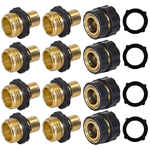 Hourleey 3/4 Inch Garden Hose Quick Connector, 4 Pcs Female & 8 Pcs Male of No Leak Quick Connect Hose Fittings - Image 1