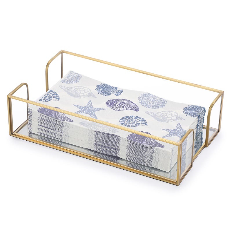 Sumnacon Napkin HolderGlass Napkin Holder TableStylish Guest Towel Holder for Hand Towel NapkinRectangle Napkin Basket for Bathroom Toilet Kitchen Dining Table CounterGold