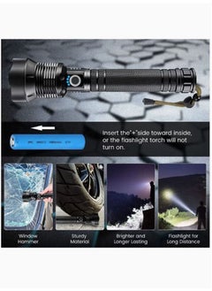 Arabest Super Bright Rechargeable LED Flashlights, 90000 Lumens XHP70.2 Tactical Flashlight, 10000mAh Parallel Battery, Zoomable&IPX5 Waterproof  - Image 2