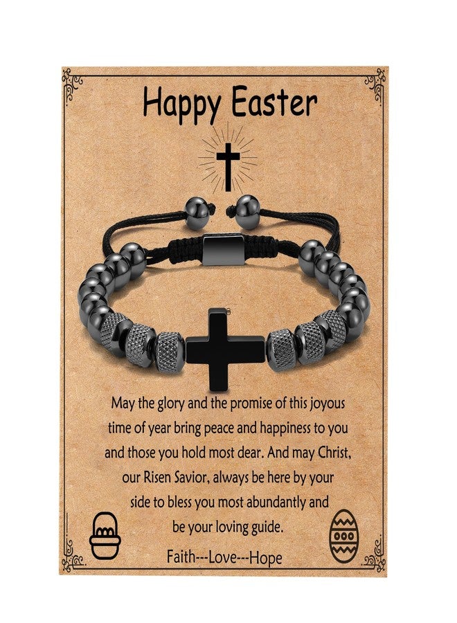 VULETO Easter Basket Stuffers for Teenage Boys, Cross Bead Bracelet Christian Religious Easter Jewelry Gifts for Son Grandson Brother Nephew Teens - Image 1