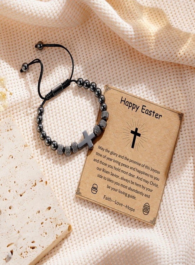 VULETO Easter Basket Stuffers for Teenage Boys, Cross Bead Bracelet Christian Religious Easter Jewelry Gifts for Son Grandson Brother Nephew Teens - Image 3