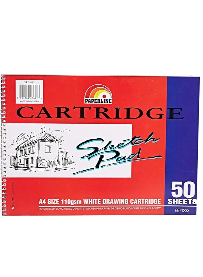paperline A4 Size Cartridge Sketch Pad 50 Sheets White Pack Of 2 - Image 2