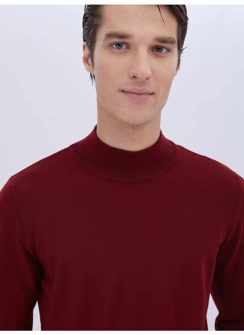 Kip - Red Half Turtleneck Plain Knit Wool Blend Sweater - Image 1