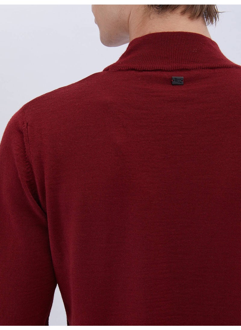 Kip - Red Half Turtleneck Plain Knit Wool Blend Sweater - Image 1