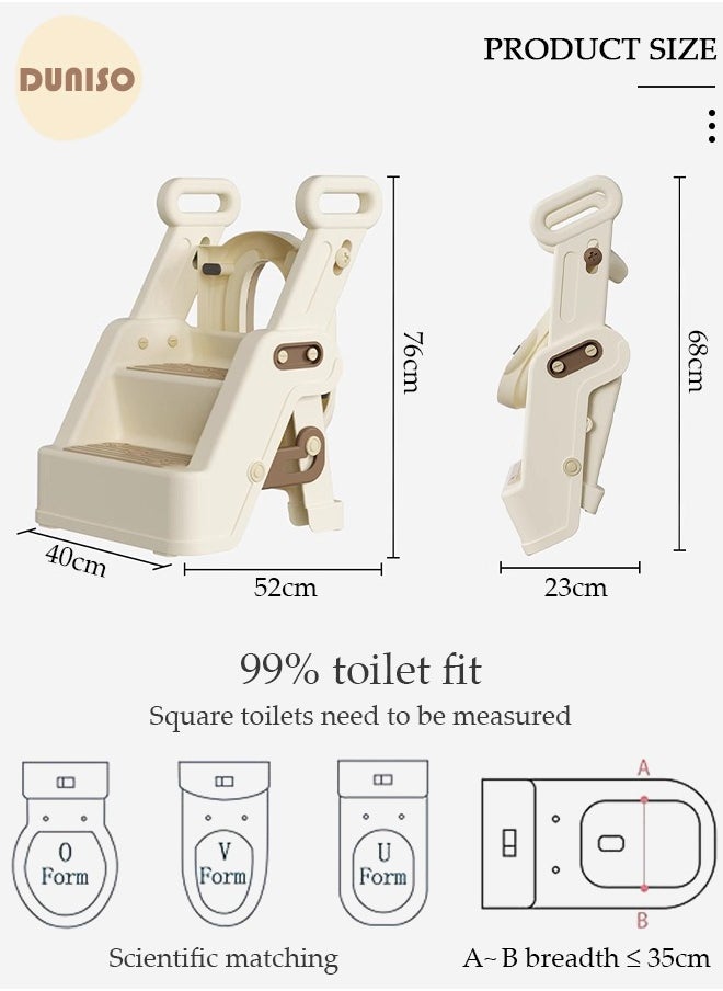 DUNISO Potty Training Seat, Kids Toilet Training Seat with Step Stool, Foldable Portable Potty Chair with Soft Cushion,Comfortable Safe Potty Seat with Anti-Slip Pads for Baby Toddler Boys Girls  - Image 2