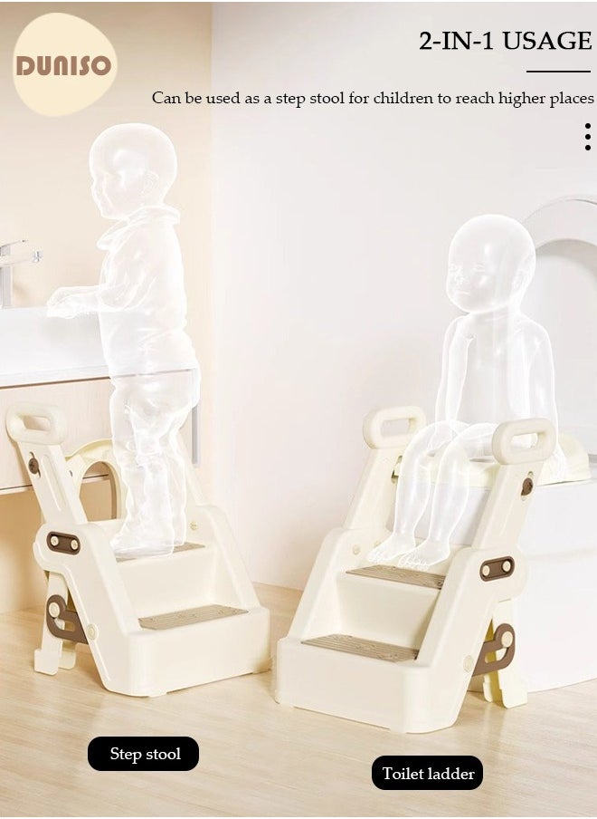 DUNISO Potty Training Seat, Kids Toilet Training Seat with Step Stool, Foldable Portable Potty Chair with Soft Cushion,Comfortable Safe Potty Seat with Anti-Slip Pads for Baby Toddler Boys Girls  - Image 5