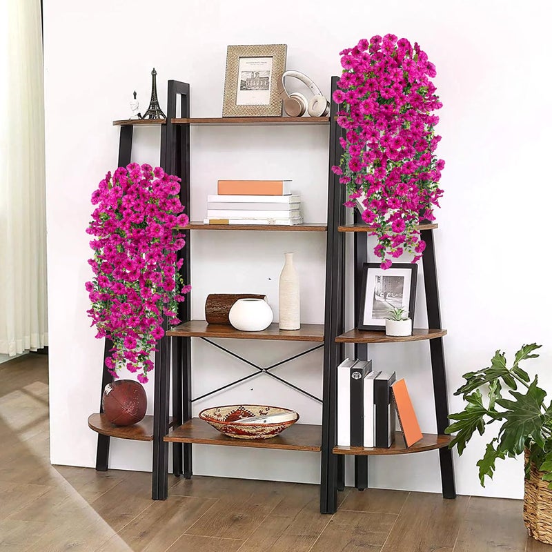 Hrobek Artificial Hanging Flowers for Outdoor, 2pcs Fake Plants Long Vine Morning Glory Eucalyptus, UV Resistant Realistic Faux Greenery Indoor Outside Patio Porch Garden Spring Summer Decor, Light Purple - Image 3