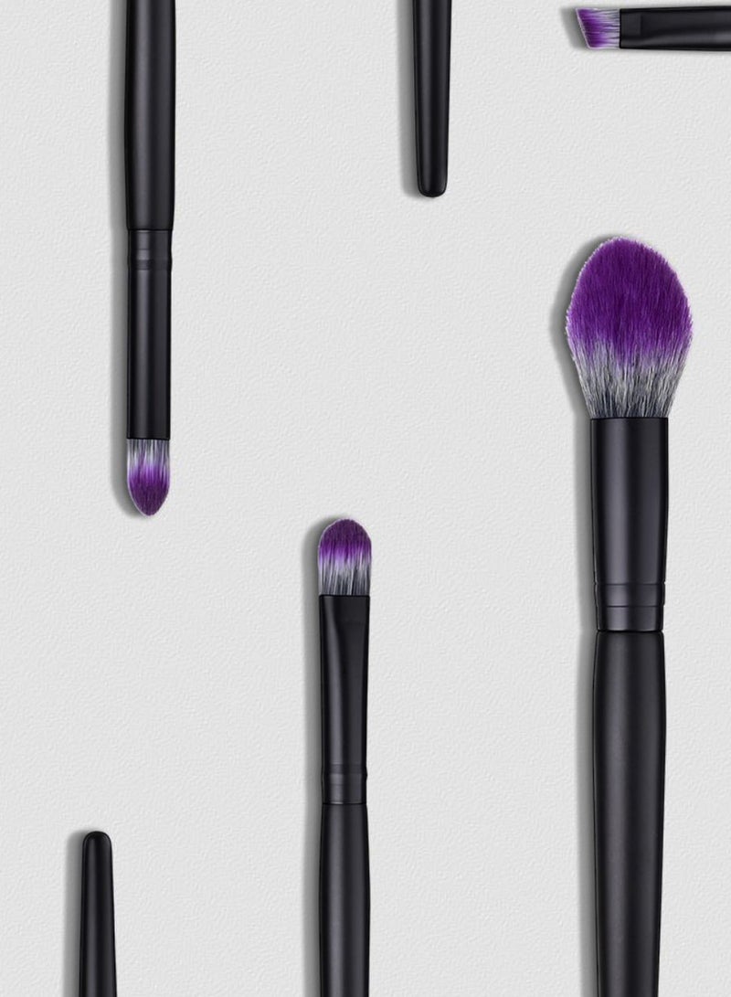 5-Piece Makeup Brush Set Black/Purple - Image 2
