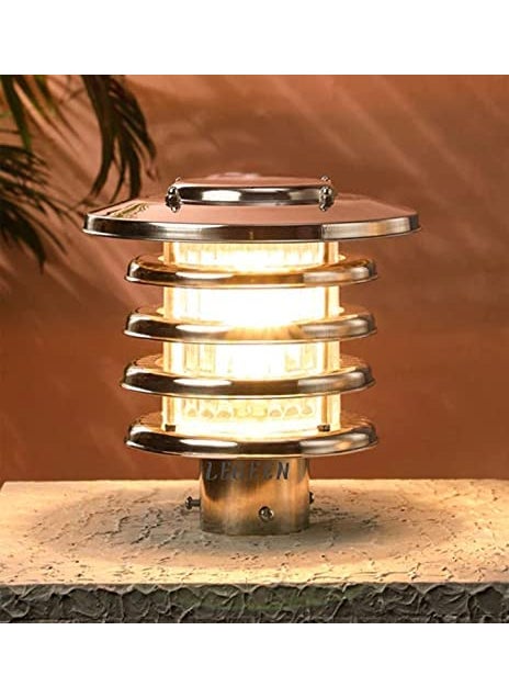 LEGEEN LEGEEN Light Stainless Steel Round Outdoor Gate Light Pole Landscape Outdoor Gate Lamp Light for Home and Garden Bulb Not Included Pack of 1 