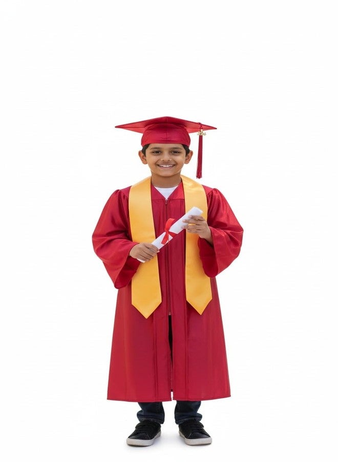 FANCY FLIGHT Kids Convocation Dress Graduation Gown and Cap Set | (Red, 3-4 years) - Image 2
