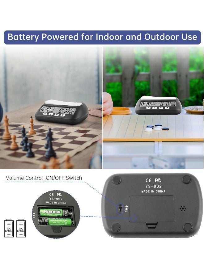 Chess Clock Digital Chess Timer with Countdown Alarm Bonus and Delay Functions, Professional Chess Clock Timer for Board Games