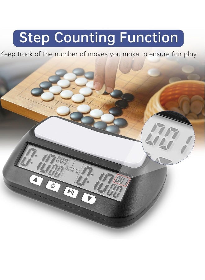 Chess Clock Digital Chess Timer with Countdown Alarm Bonus and Delay Functions, Professional Chess Clock Timer for Board Games