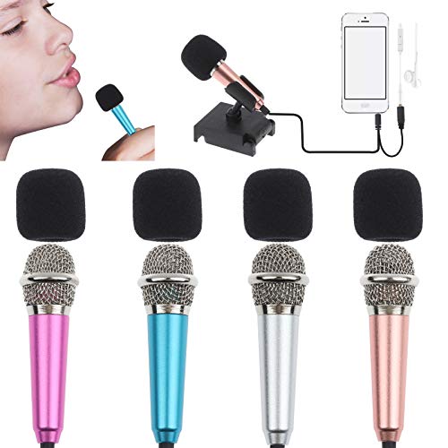 LOCOLO 4Pcs Mini Karaoke Microphone for Voice Recording, Portable Microphone for Chatting and Singing, Compatible with Smartphone, iPhone, iPad, Laptop - Image 1