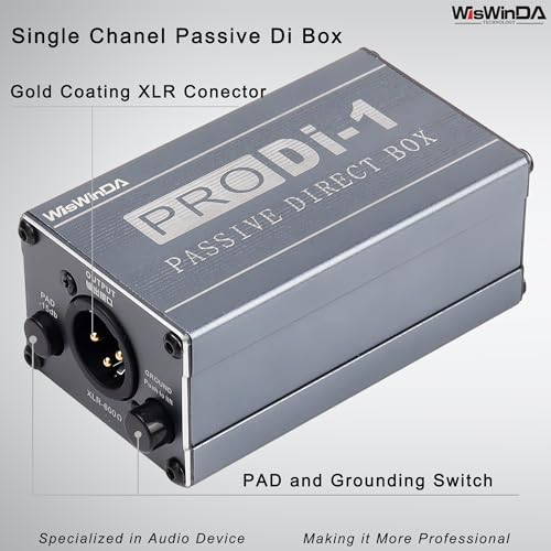 WisWinDa Passive Stereo Direct Box Single Channel Pro XLR Input 1/4” Output Low Distortion Free Phase Distortion for Musical Instruments (Single Channel Pro Passive Direct Box) - Image 2