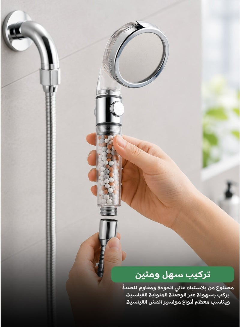 Negative Ions High-Pressure Shower Head – 3-Speed with On/Off Switch & PP Cotton Filter - Image 3