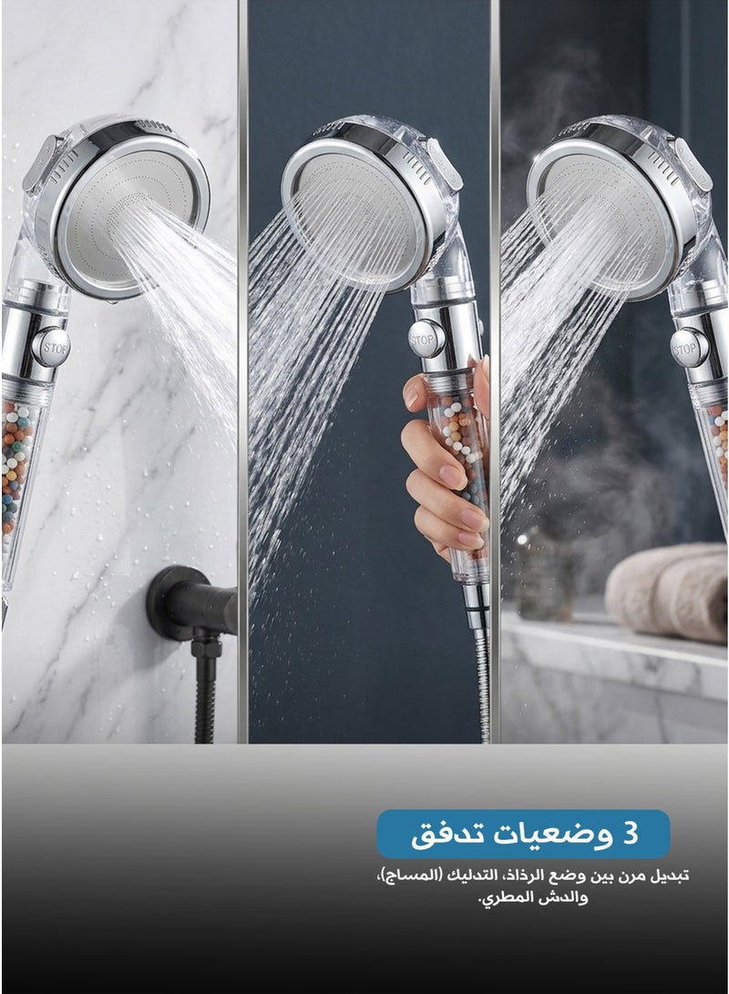 Negative Ions High-Pressure Shower Head – 3-Speed with On/Off Switch & PP Cotton Filter - Image 1