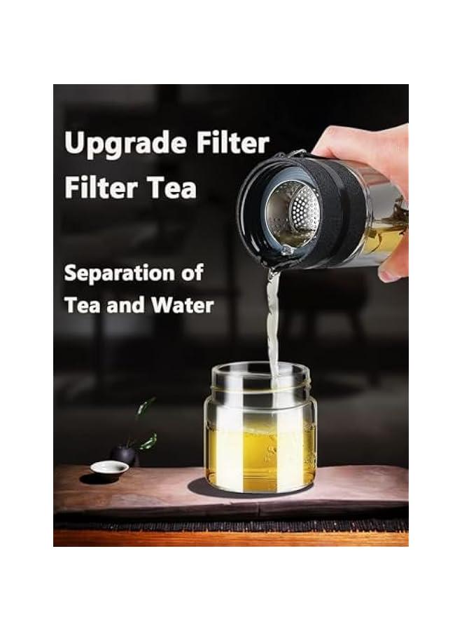 TRASSLE 450ML Double Wall High Borosilicate Glass Water Bottle,Tea and Water Separation Tea Bottle,Mug Cup with Tea Infuser,Travel Mug with Strainer,Portable Travel Glass Tea Infuse  - Image 4