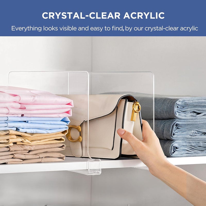 Acrylic Handbag Organizer - 6 Pack Clear Shelf Dividers for Closet Organization - Image 4