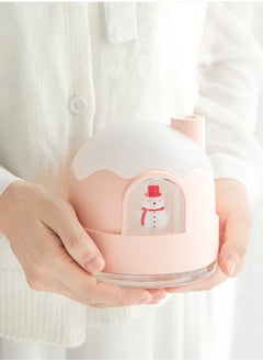 HaveDream New Cute Silent Snowhouse Night Light Humidifier USB Small Desktop Home Mini Air Humidifier Pink  - Image 1