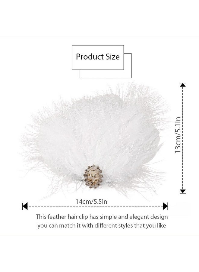 GENBREE Enbree 1920S Flapper Headband White Feather Hair Clip Rhinestone Gatsby Headpiece Prom Party Hair Accessories For Women And Girls (Pattern 1)  - Image 4