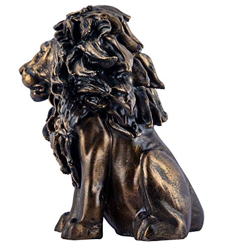 DEQUERA Lion Statue Figurine Idol for Home Decoration, Color : (Golden) - Image 4