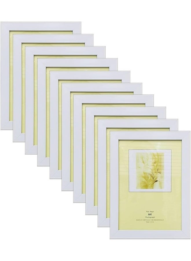 Decorhills DECORHILLS FRAMES & DECOR A4 Certificate and Picture Wood Grain Glass Wall Mount and Tabletop White 25x34cm Pack of 10  - Image 1