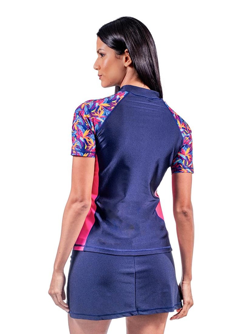 COEGA SUNWEAR COEGA Ladies Rashguard Short Sleeve - Blue Teal Tropical - Image 2
