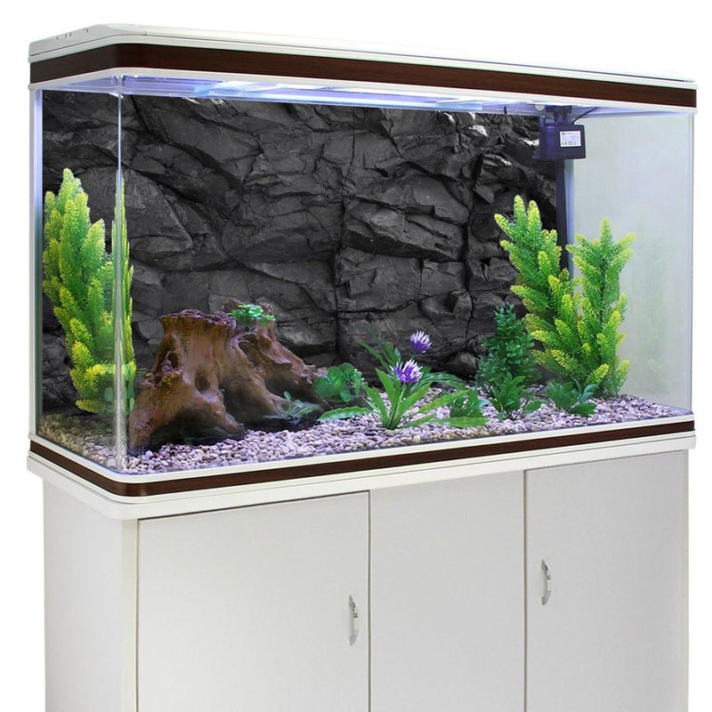 AWERT 36x18 inches Stone Aquarium Background Black Rock Fish Tank Background Rocky Terrarium Background Vinyl - Image 3