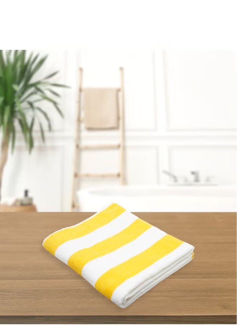 Blueberry عبوة من اثنين - منشفة شاطئ مخططة 100% قطن (90x180 سم) باللونين الأصفر والأبيض - Image 3