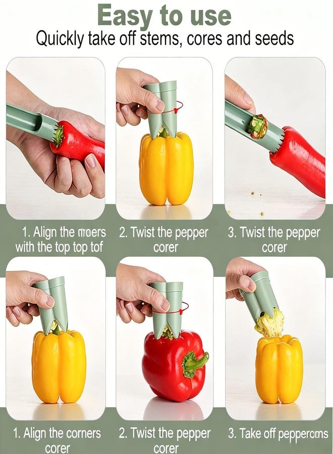Peenbbop 2 in 1 Bell Pepper Seed Remover & Corer Tool, Multifunctional Vegetable Fruit Cutter for Removing Cores & Seeds in Kitchen, Home, Camping - Image 4
