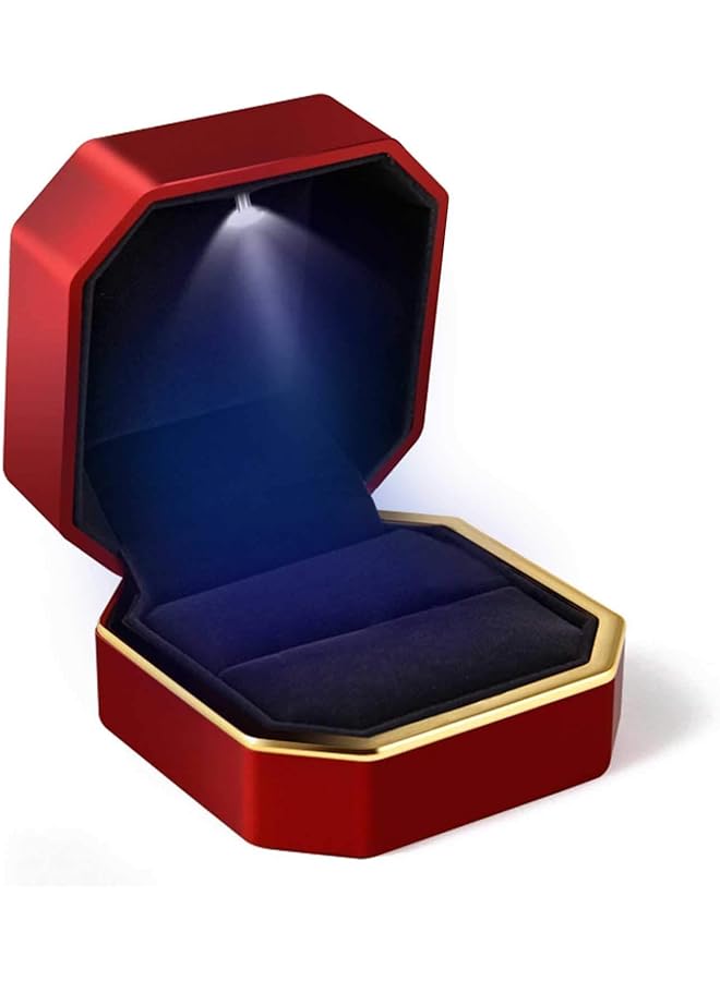 The Bros (Ring Box, Red) - Deluxe Ring Box, Square Velvet Wedding Ring Box Jewelry Gift Box, Suitable for Proposal and Engagement Weddings, Red  - Image 1