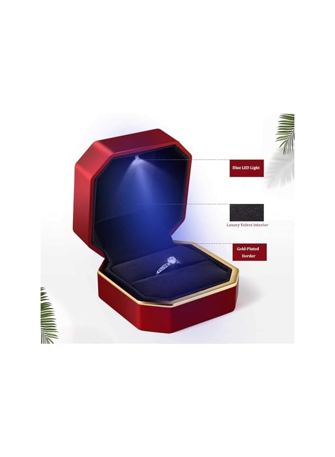 The Bros (Ring Box, Red) - Deluxe Ring Box, Square Velvet Wedding Ring Box Jewelry Gift Box, Suitable for Proposal and Engagement Weddings, Red  - Image 3