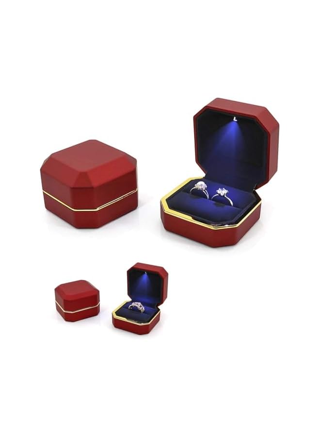 The Bros (Ring Box, Red) - Deluxe Ring Box, Square Velvet Wedding Ring Box Jewelry Gift Box, Suitable for Proposal and Engagement Weddings, Red  - Image 4