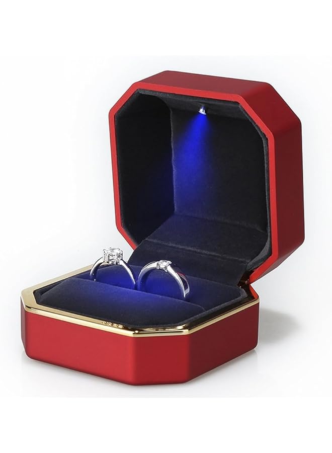 The Bros (Ring Box, Red) - Deluxe Ring Box, Square Velvet Wedding Ring Box Jewelry Gift Box, Suitable for Proposal and Engagement Weddings, Red  - Image 5