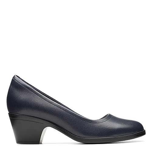 Clarks Women's Emily2 Ruby Pump, Navy Leather, 11 Wide - Image 3