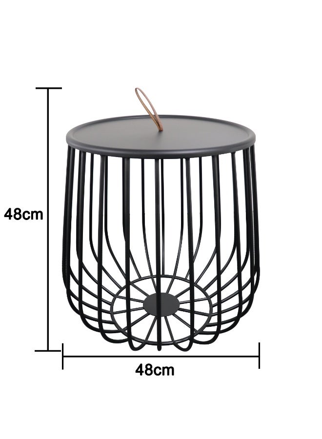 ebb & flow Modern & Elegant Iron Side Table For Living Room - Color: Black- Dimensions: 48x48x48 CM - Image 4