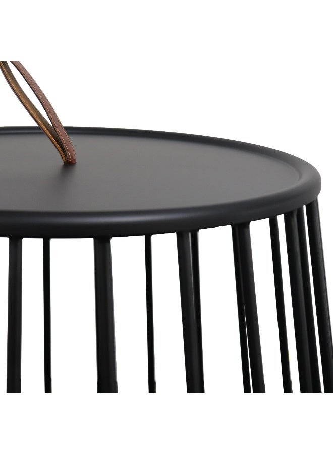 ebb & flow Modern & Elegant Iron Side Table For Living Room - Color: Black- Dimensions: 48x48x48 CM - Image 3