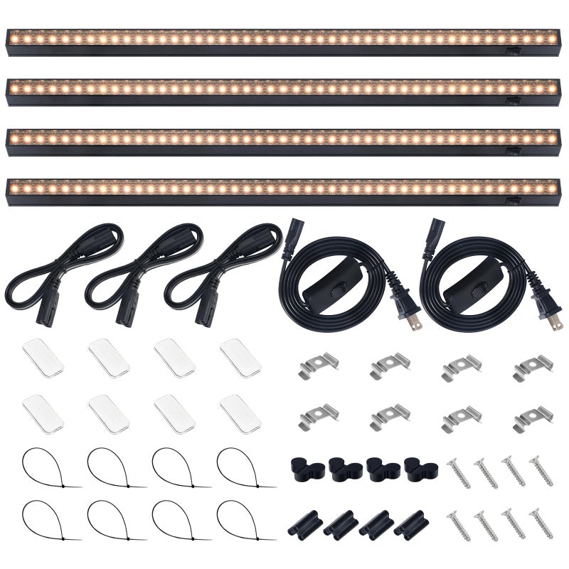 Barrina T5 Grow Lights for Indoor Plants, 2FT 40W (4 X 10W) Magnetic Installation, Full Spectrum Grow Light Strip with Individual Switch, Grow Lamp with Black Cover, Plug and Play, Yellow, 4 Packs - Image 1