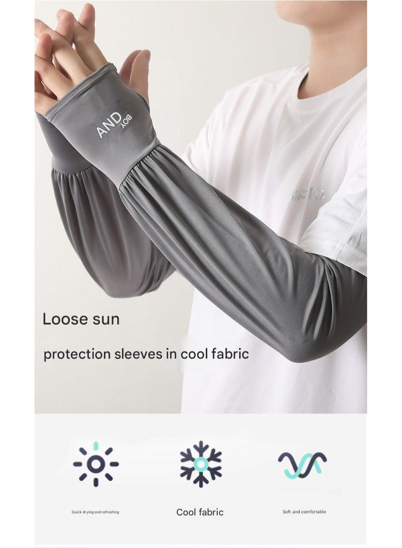 Goolsky Men's UV Protection Arm Sleeves – Summer Cooling Ice Silk Sun Sleeves with Embroidered Design, Loose Fit for Outdoor Cycling, Driving, Running  - Image 3