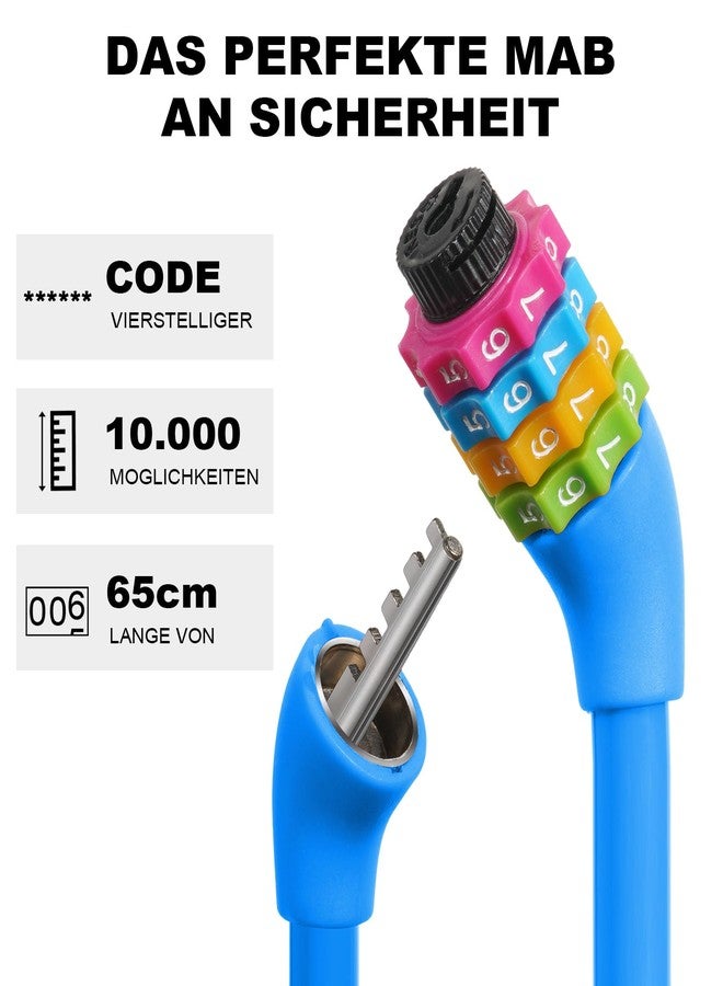 Ainiv Portable 4-Digit Password Bicycle Lock, 120cm Anti-Theft Resettable Combination Lock for Bike, Motorbike, Scooter, Skateboard, Gate, Fence (Blue) - Image 3
